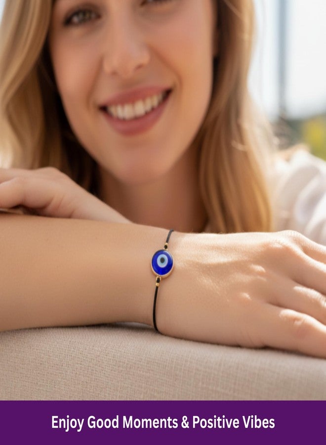 BCS Evil Eye Bracelets Adjustable Black String Amulet for Women Men Authentic Turkish Handmade Glass Bead Good Luck Protection Charm One Size Fits All - Navy Blue (2 Pieces) - Image 4